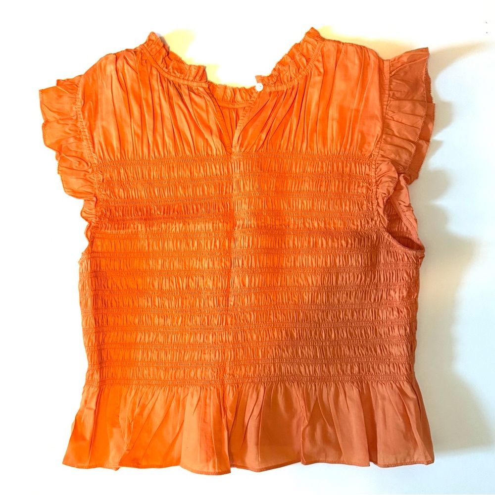 Ann Taylor Vibrant Orange Ruffle Blouse - Picture 2 of 6